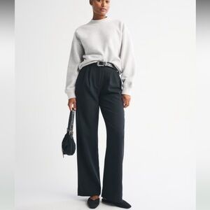 Abercrombie & Fitch Love Curve Sloan Tailored Wide-Leg pants in black